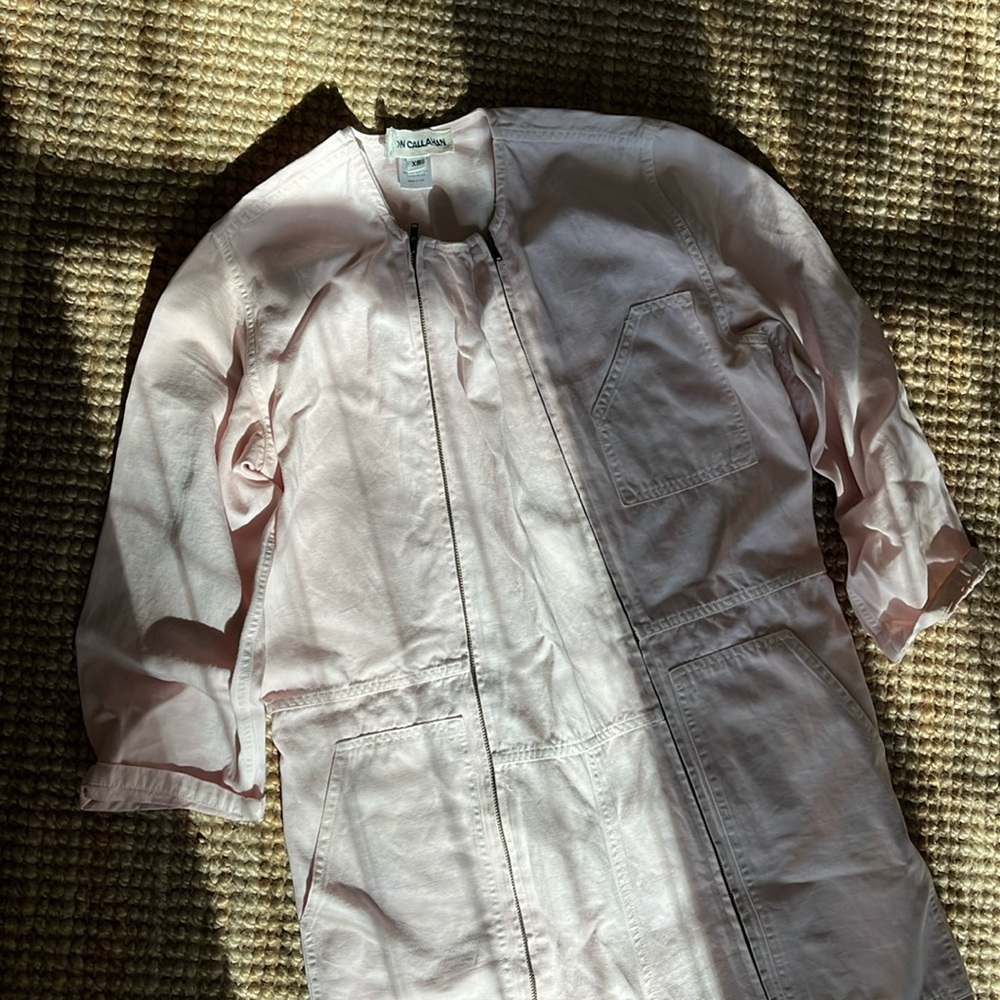 caron callahan double zipper light pink jumpsuit